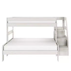 Lit superposé Max & Lily Modern Farmhouse double XL sur grand lit avec escalier