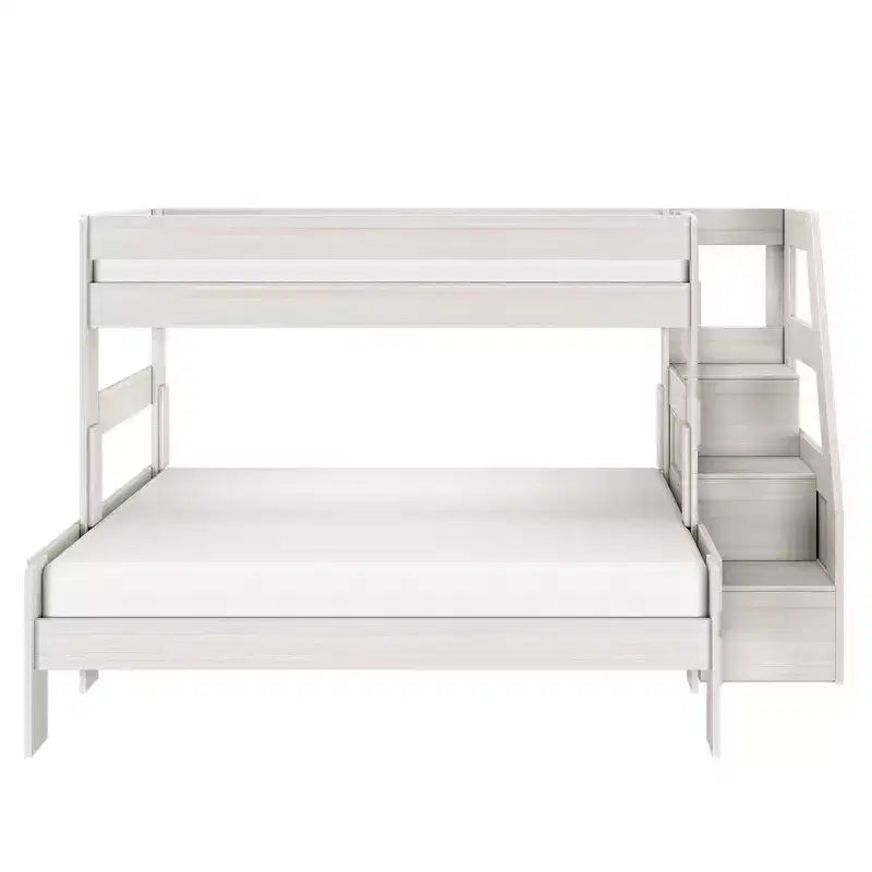 Lit superposé Max & Lily Modern Farmhouse double XL sur grand lit avec escalier