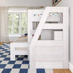 Lit superposé Max & Lily Modern Farmhouse double XL sur grand lit avec escalier