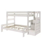 Lit superposé Max & Lily Modern Farmhouse double XL sur grand lit avec escalier