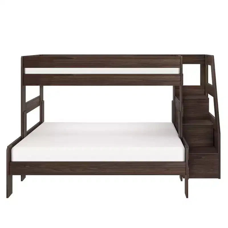 Lit superposé Max & Lily Modern Farmhouse double XL sur grand lit avec escalier