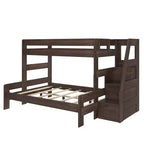 Lit superposé Max & Lily Modern Farmhouse double XL sur grand lit avec escalier