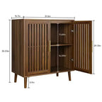 Homy Casa Meuble de Rangement Moderne à Lattes 2 Portes avec Construction en MDF et Panneaux de Particules, Buffet d'Appoint pour Salon et Entrée, Noyer