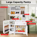 68 Inch Tall Kitchen Pantry Cabinet, Modern White Stand with Doors, Wine Racks, Door Shelves, Drawer Storage for Dining Room Living Room