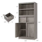 Meuble haut de salle de bain, meuble de rangement au sol avec portes et 2 tiroirs, meuble de rangement de salle de bain autonome de 130 cm de hauteur pour salle de bain, salon, cuisine