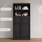 Meuble haut de salle de bain, meuble de rangement au sol avec portes et 2 tiroirs, meuble de rangement de salle de bain autonome de 130 cm de hauteur pour salle de bain, salon, cuisine