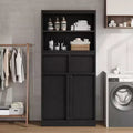 Tall Bathroom Cabinet, Floor Storage Cabinet with Doors & 2 Drawers, 51 H Bathroom Organizer Cabinet Freestanding for Bathroom, Living Room, Kitchen