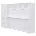 Lit escamotable grand lit/Queen, lit mural d'armoire en bois avec placard et tiroirs, lit pliant pour chambre d'amis, petite chambre