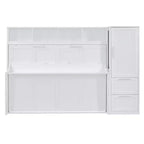 Lit escamotable grand lit/Queen, lit mural d'armoire en bois avec placard et tiroirs, lit pliant pour chambre d'amis, petite chambre