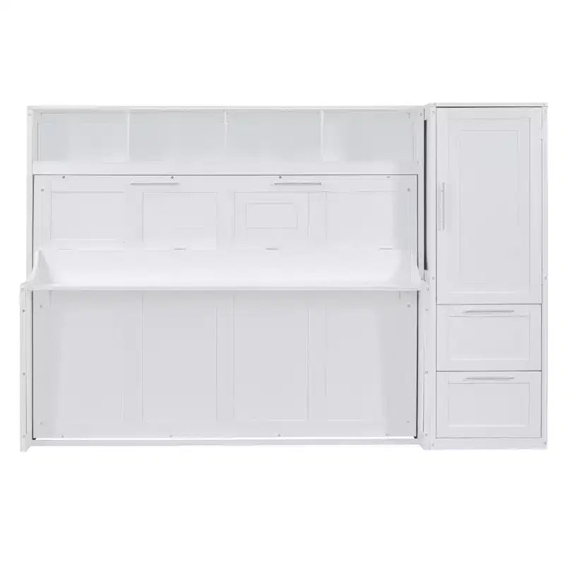 Lit escamotable grand lit/Queen, lit mural d'armoire en bois avec placard et tiroirs, lit pliant pour chambre d'amis, petite chambre