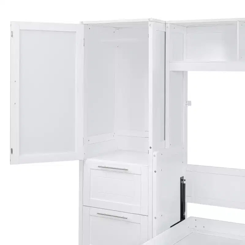 Lit escamotable grand lit/Queen, lit mural d'armoire en bois avec placard et tiroirs, lit pliant pour chambre d'amis, petite chambre