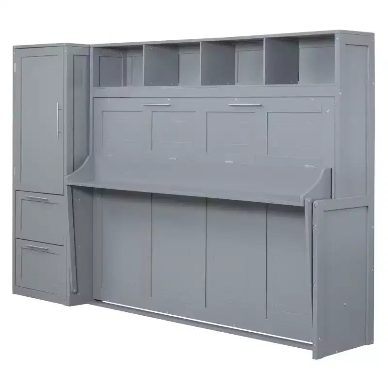 Lit escamotable grand lit/Queen, lit mural d'armoire en bois avec placard et tiroirs, lit pliant pour chambre d'amis, petite chambre