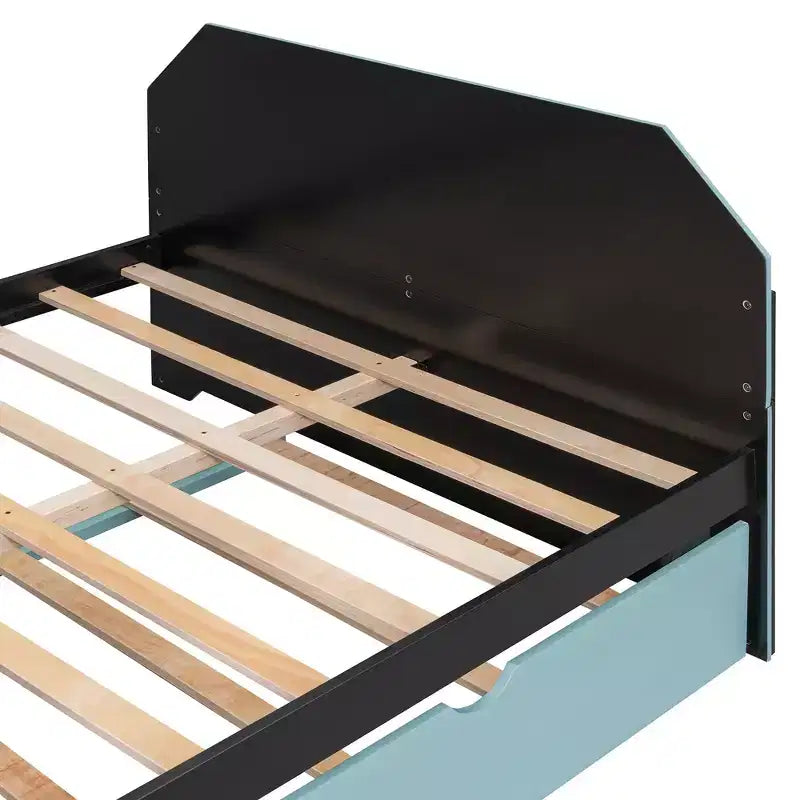 Lit de repos Luxystar pleine grandeur avec bureau intégré, chargement USB et lit gigogne double, lit multifonctionnel peu encombrant pour chambre d'amis et jeux