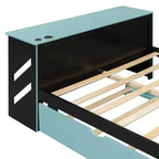 Lit de repos Luxystar pleine grandeur avec bureau intégré, chargement USB et lit gigogne double, lit multifonctionnel peu encombrant pour chambre d'amis et jeux