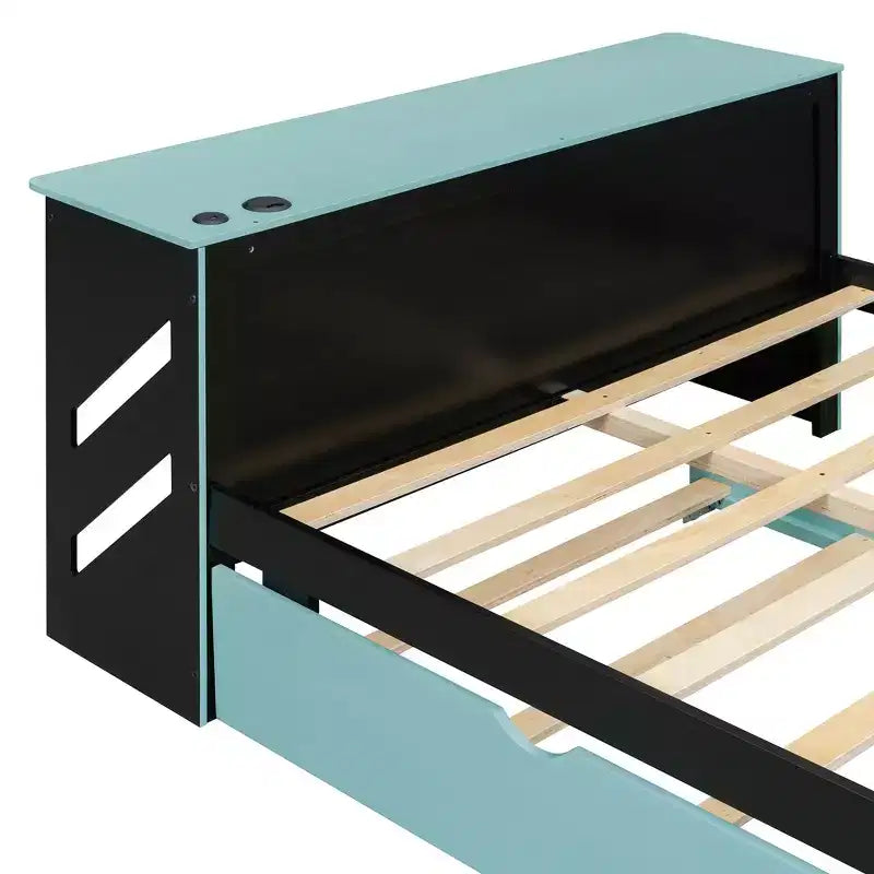 Lit de repos Luxystar pleine grandeur avec bureau intégré, chargement USB et lit gigogne double, lit multifonctionnel peu encombrant pour chambre d'amis et jeux