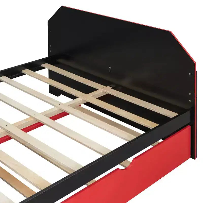 Lit de repos Luxystar pleine grandeur avec bureau intégré, chargement USB et lit gigogne double, lit multifonctionnel peu encombrant pour chambre d'amis et jeux