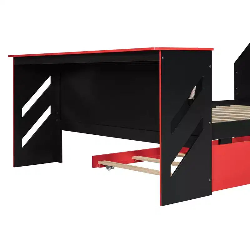 Lit de repos Luxystar pleine grandeur avec bureau intégré, chargement USB et lit gigogne double, lit multifonctionnel peu encombrant pour chambre d'amis et jeux