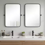HomeRoots Lot de deux miroirs d'appoint de 32 po avec cadre en métal noir