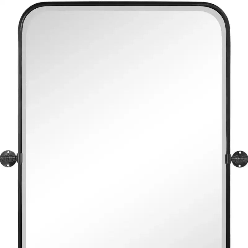 HomeRoots Lot de deux miroirs d'appoint de 32 po avec cadre en métal noir