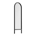 HomeRoots 64 Black Solid Wood Arch Leaning Ladder Framed Full Length Mirror
