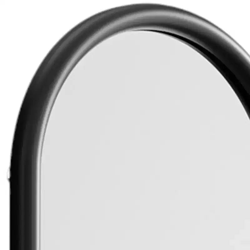 Miroir sur pied HomeRoots 64" en bois massif noir, cadre arche et échelle penchée