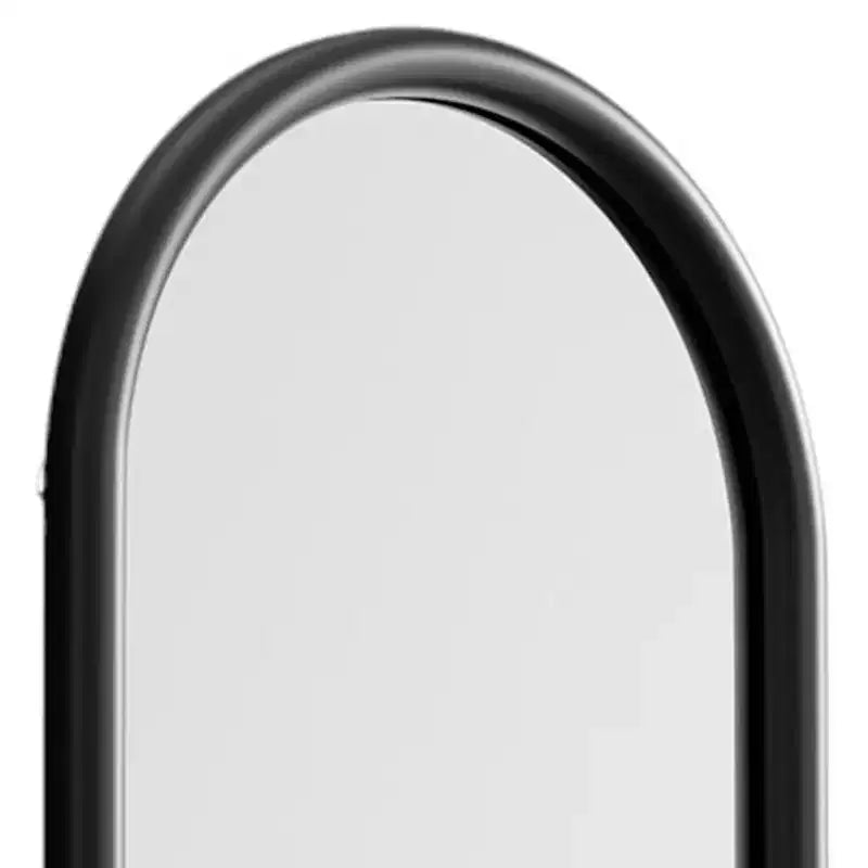 Miroir sur pied HomeRoots 64" en bois massif noir, cadre arche et échelle penchée