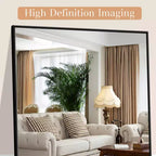 MAYEERTY Miroir pleine longueur rectangulaire moderne de 58 pouces avec cadre en alliage d'aluminium, sur pied, couleur noire