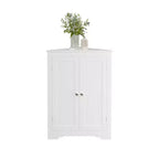 Meuble de Rangement d'Angle, Organisateur Étroit Moderne avec Étagère Réglable, 2 Portes avec Boutons Argentés, Meuble Bas pour Salon et Cuisine