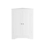 Meuble de Rangement d'Angle, Organisateur Étroit Moderne avec Étagère Réglable, 2 Portes avec Boutons Argentés, Meuble Bas pour Salon et Cuisine