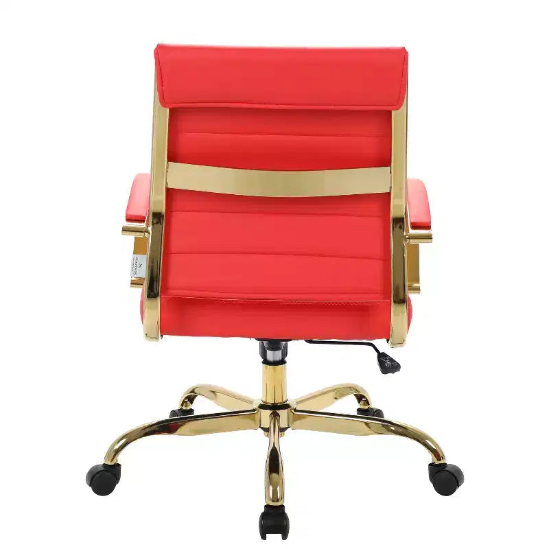 HomeStock - Chaise de bureau en similicuir brun, hauteur et inclinaison réglables, 91 cm H