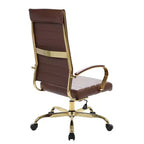 HomeStock - Chaise de bureau en similicuir brun, hauteur et inclinaison réglables, 91 cm H