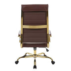 HomeStock - Chaise de bureau en similicuir brun, hauteur et inclinaison réglables, 91 cm H
