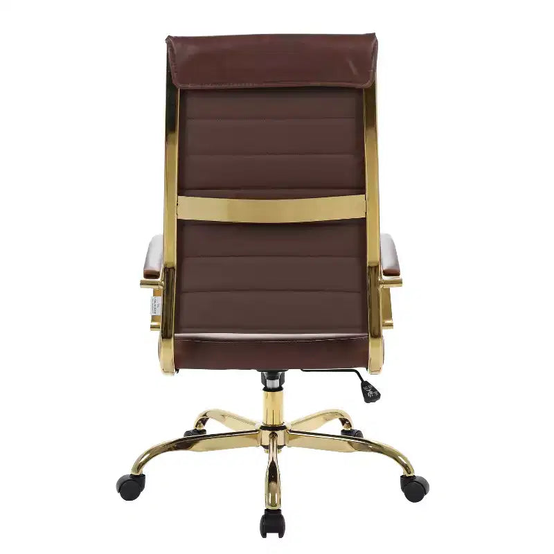 HomeStock - Chaise de bureau en similicuir brun, hauteur et inclinaison réglables, 91 cm H
