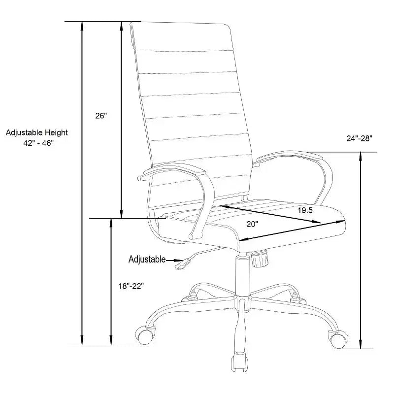 HomeStock - Chaise de bureau en similicuir brun, hauteur et inclinaison réglables, 91 cm H