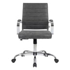 HomeStock Chaise de bureau à hauteur fixe de 98 cm, en similicuir noir, avec roulettes