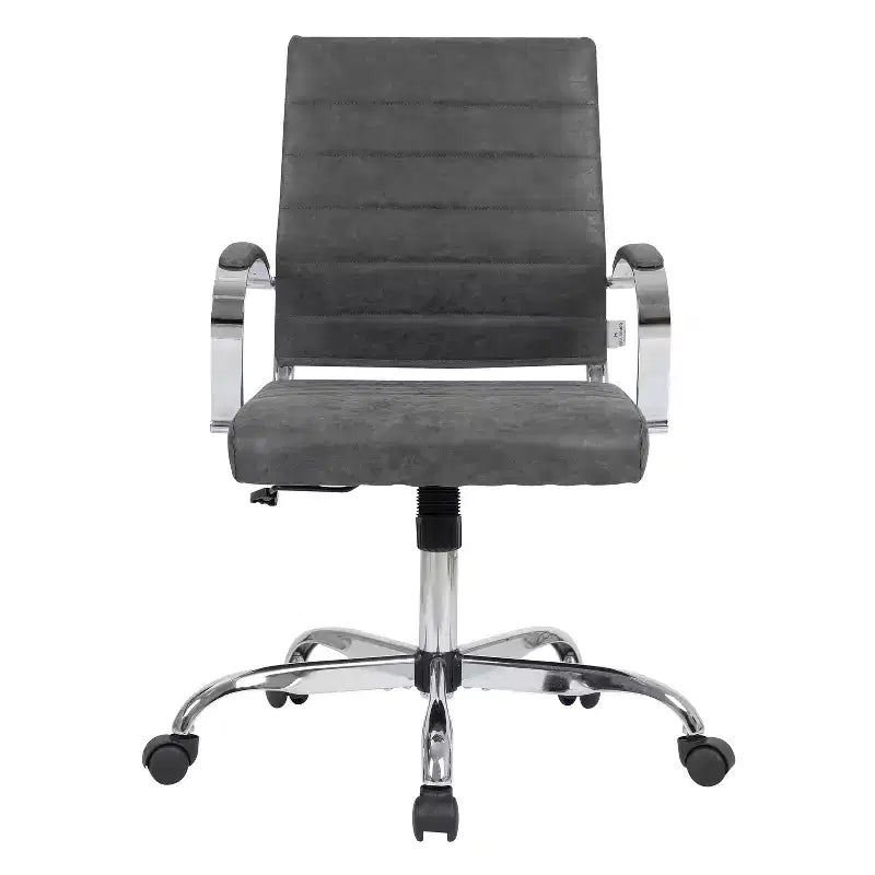 HomeStock Chaise de bureau à hauteur fixe de 98 cm, en similicuir noir, avec roulettes