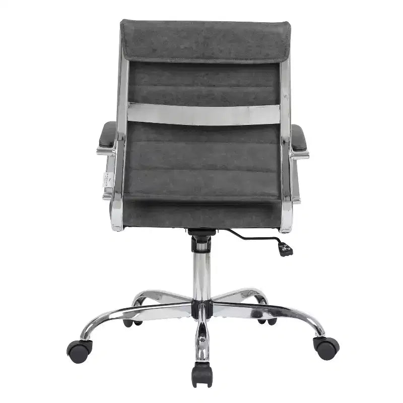 HomeStock Chaise de bureau à hauteur fixe de 98 cm, en similicuir noir, avec roulettes