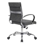 HomeStock Chaise de bureau à hauteur fixe de 98 cm, en similicuir noir, avec roulettes
