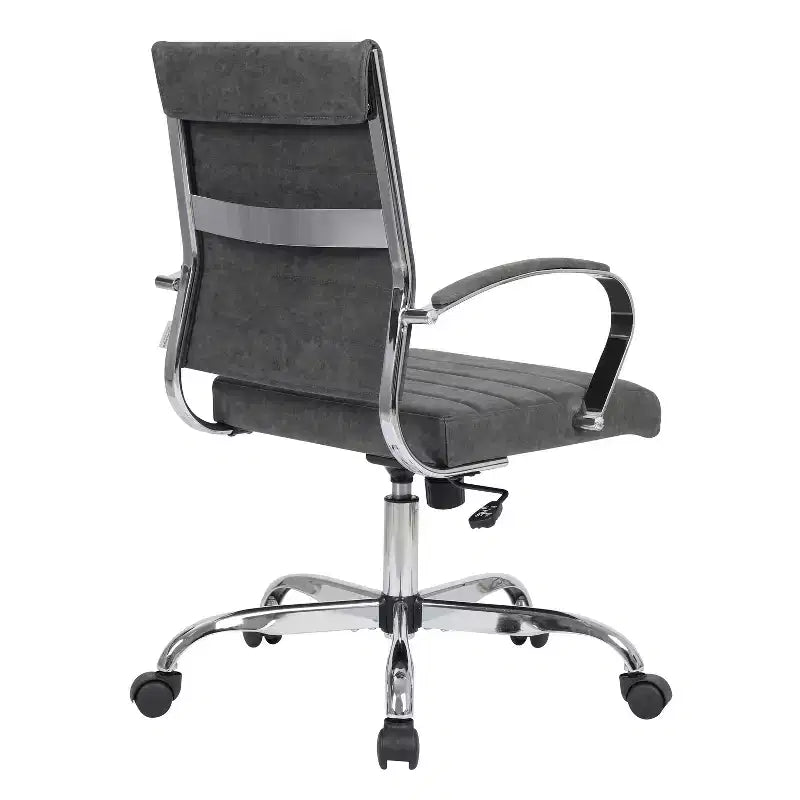 HomeStock Chaise de bureau à hauteur fixe de 98 cm, en similicuir noir, avec roulettes