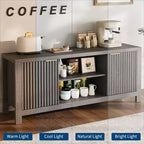 Meuble TV cannelé pour téléviseur de 65 pouces, console moderne avec étagères ouvertes, meuble de divertissement robuste, pour salon, chambre à coucher