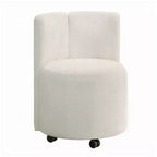 Chaise de salle à manger Royal Hampton, ensemble de 2, roulettes, chenille blanche