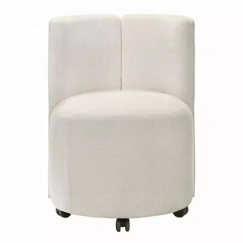 Chaise de salle à manger Royal Hampton, ensemble de 2, roulettes, chenille blanche