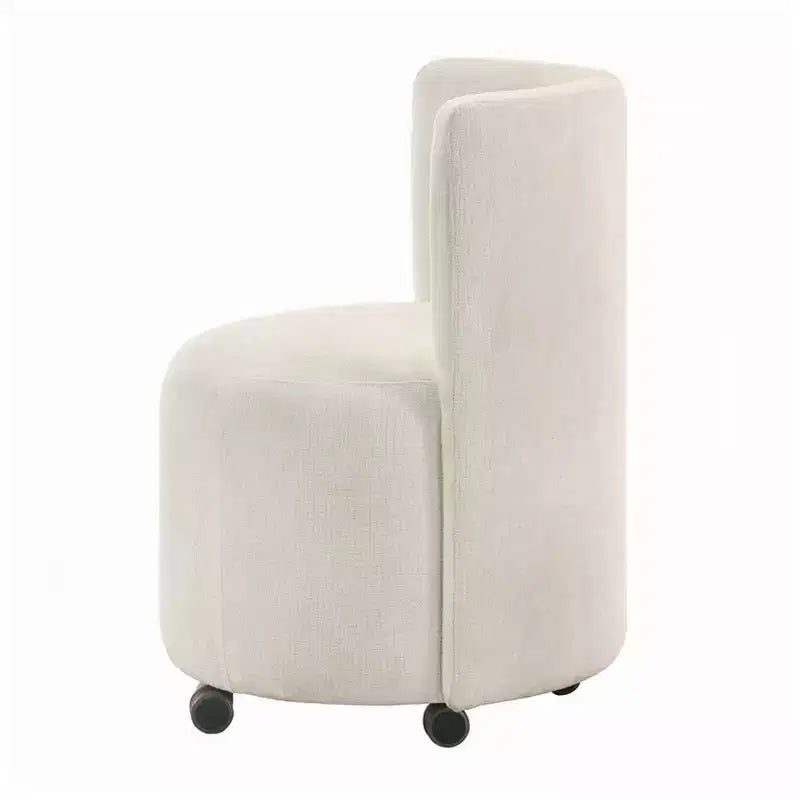 Chaise de salle à manger Royal Hampton, ensemble de 2, roulettes, chenille blanche