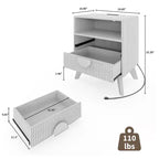 Tables de Chevet en Bois Cannelé avec Station de Charge, 2 Tiroirs et Étagère Ouverte pour Chambre ou Salon
