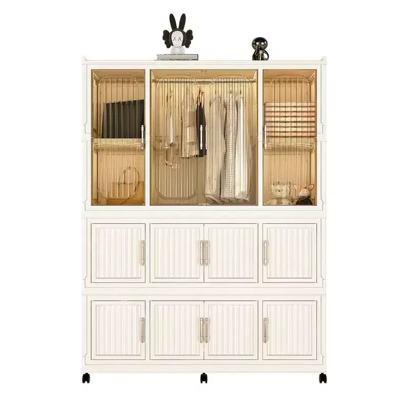 Organisateur de rangement Whisen pour penderie, commode à vêtements, 9 portes magnétiques - 9 cubes et 1 tringle à suspendre, 6 cintres
