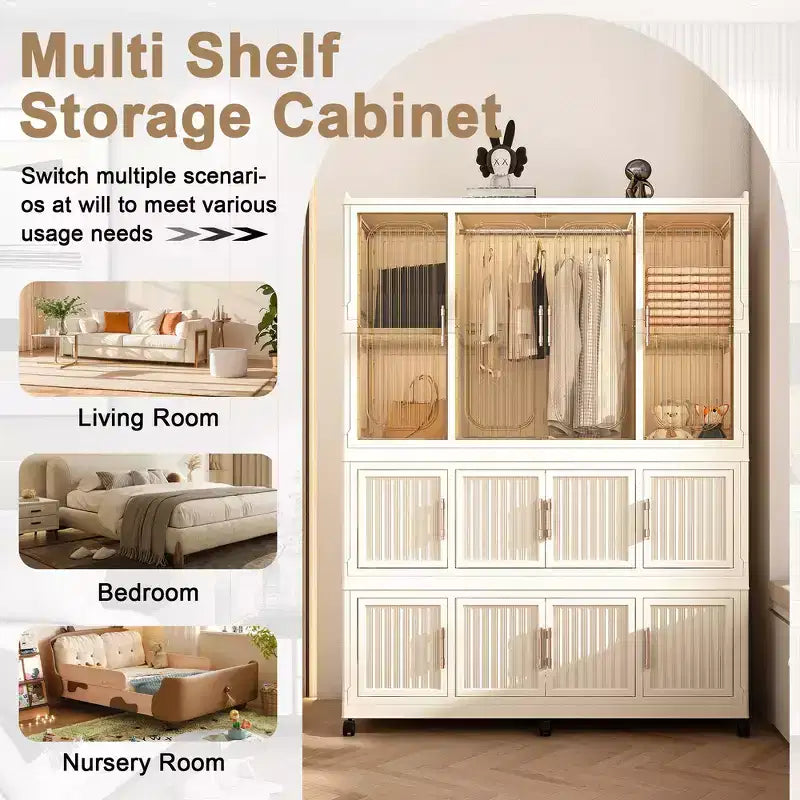 Organisateur de rangement Whisen pour penderie, commode à vêtements, 9 portes magnétiques - 9 cubes et 1 tringle à suspendre, 6 cintres