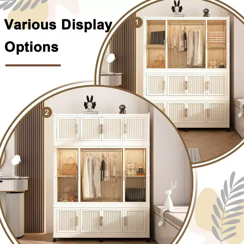 Organisateur de rangement Whisen pour penderie, commode à vêtements, 9 portes magnétiques - 9 cubes et 1 tringle à suspendre, 6 cintres