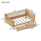 Lit plateforme en bois double/grand format pour enfants, lit bas avec barrières de sécurité et tiroirs de rangement pour chambre à coucher - ModernLuxe
