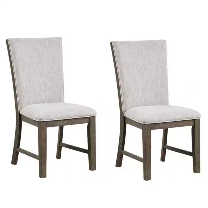 Lot de 2 chaises de salle à manger Royal Hampton, bois de chêne brun, tissu et mousse gris