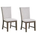 Lot de 2 chaises de salle à manger Royal Hampton, bois de chêne brun, tissu et mousse gris